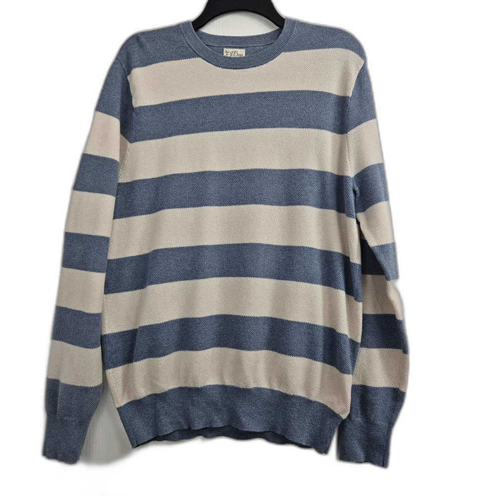 J. Crew 2023 Cotton Nautical Stripe Sweater Men's Medium Beach Preppy Coastal